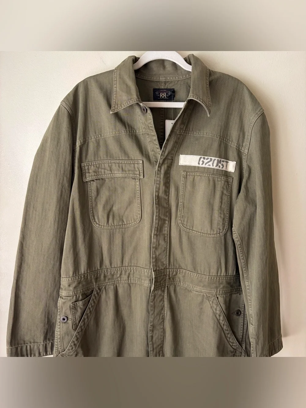 Ralph Lauren RRL Double RL Cotton Herringbone Coverall Workwear Olive Green XL